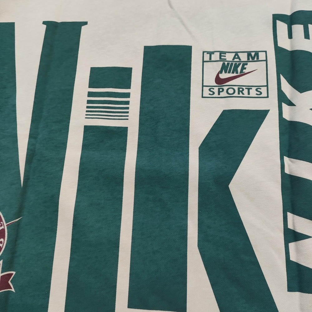 Nike Green and Cream Striped Long-Sleeve Polo with Bold Logo - Picture 6 of 7